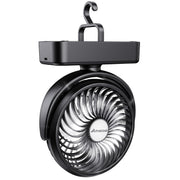 AMACOOL vista frontal del ventilador compacto con linterna y gancho