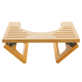 AmazerBath front view of bamboo toilet stool showing stable footprint and natural finish