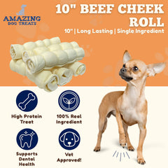 Amazing Dog Treats textura cercana del rollo, dura y natural para masticación prolongada