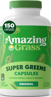 Amazing Grass front bottle view showing organic certification and convenient supply