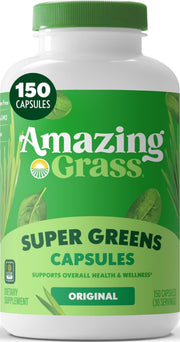 Amazing Grass front bottle view showing organic certification and convenient supply