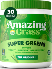 Amazing Grass front packaging showing organic label and servings benefit