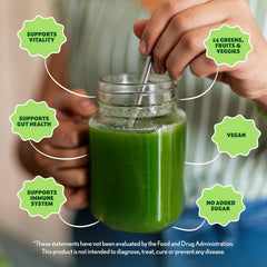 Amazing Grass poured into smoothie bowl showing vibrant green energy