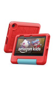 Amazon Fire 7 Kids front view showing red case and display for durable play