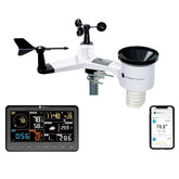 Ambient Weather WS-2902 conjunto completo mostrando sensores y pantalla para datos locales