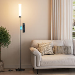 ambimall lámpara de pie frontal mostrando diseño minimalista y luz uniforme