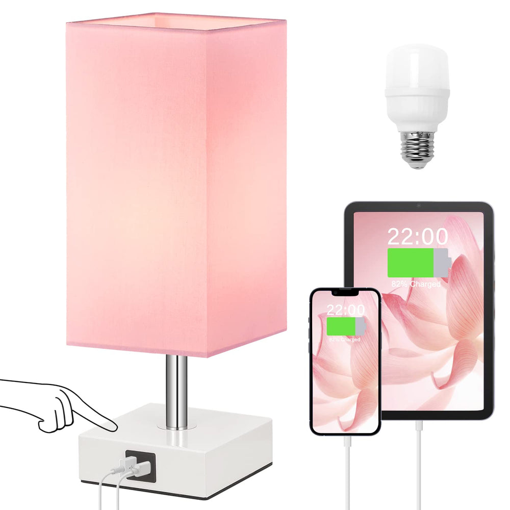 Ambimall lámpara rosa frontal mostrando diseño elegante y tamaño compacto
