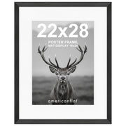 Americanflat front view showing black frame and displayed poster, enhances room style
