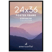 Americanflat front view of 24x36 black frame showing neat display benefit