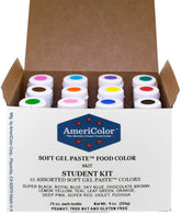 AmeriColor student kit front packaging showing 12 bottles and selection benefit