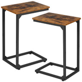AMHANCIBLE vista frontal de la mesa lateral con diseño en C y ahorro de espacio
