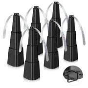 AMIAEDU front view of six black tabletop fly fans protecting a meal