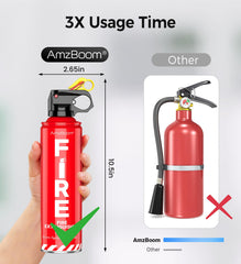 AmzBoom en uso sobre una sartén en cocina, apaga fuegos de grasa