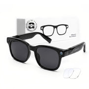 AMZISH front view of smart glasses with visible camera for handsfree capture