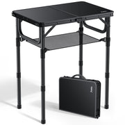Anbte mesa plegable frontal mostrando tamaño y estabilidad para actividades al aire libre