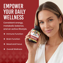 Ancient Bliss cápsula en mano para comparar tamaño y facilitar la dosificación