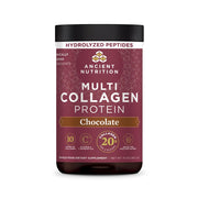 Ancient Nutrition front packaging showing chocolate collagen powder and benefits
