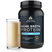 Ancient Nutrition envase frontal mostrando la etiqueta y beneficio proteico
