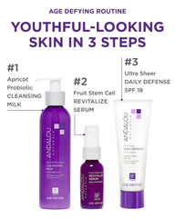 Andalou Naturals etiqueta con ingredientes resaltando células madre vegetales y antioxidantes