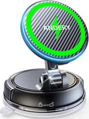 ANDERY front view of MagSafe car mount showing sleek design and secure hold