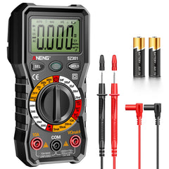 ANENG multímetro vista frontal con pantalla clara y botones seguros