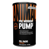 Animal Pump frontal del empaque mostrando packs portátiles y conveniencia
