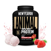 Animal 100% Whey Strawberry front tub showing label and benefit of 20g protein