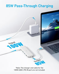 Anker detalle de puertos USB-A y USB-C para transferencias rápidas y periféricos