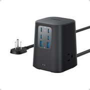 Anker frontal del cargador de escritorio mostrando todos los puertos y orden