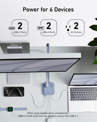 Anker Nano 67W en uso sobre escritorio con portátil y móvil, organización práctica