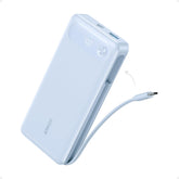 Anker power bank front view showing compact design and power indicator, convenient charging