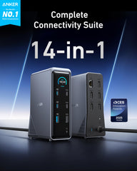 Anker Prime detalle de puertos USB‑C, USB‑A y HDMI para máxima conectividad