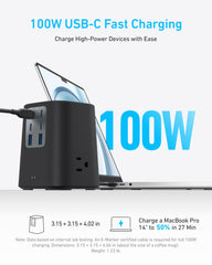 Anker etiqueta del protector 300J indicando seguridad eléctrica visible