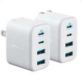 Anker Zolo front packaging showing compact four-port charger and two-pack benefit