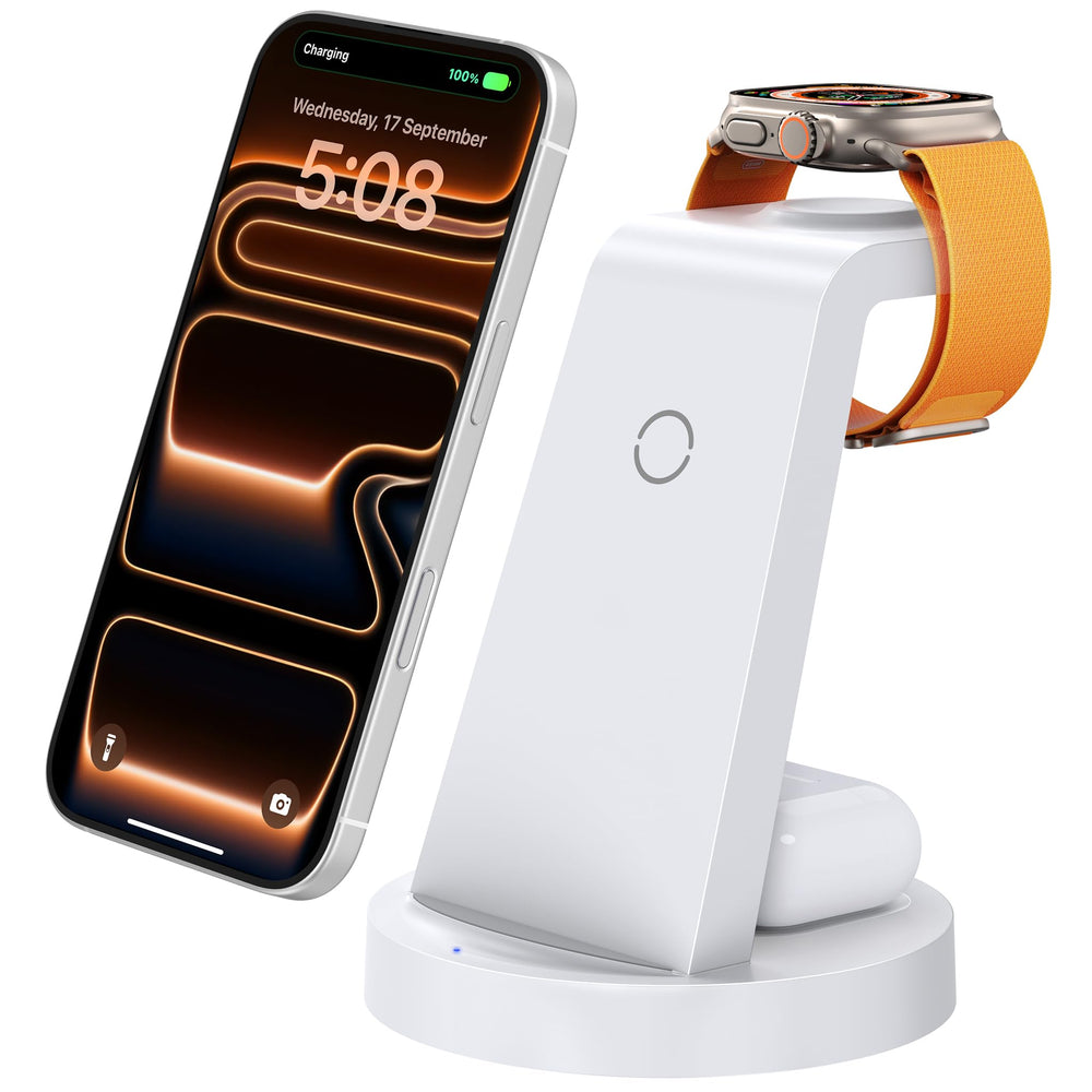 Anlmz estación frontal mostrando tres dispositivos cargando y orden