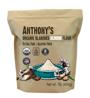 Anthony's paquete frontal mostrando harina de almendra orgánica y beneficios