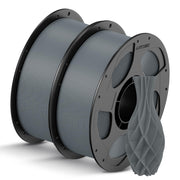 ANYCUBIC front packaging showing two texture grey spools and clear labeling benefit reliability