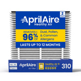 AprilAire 310 front packaging showing brand and model benefits for home air quality