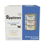 Applaws front packaging showing fish variety pack and convenience