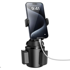 APPS2Car front view of cup phone holder showing stable stance and easy access