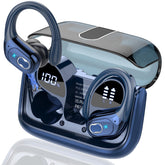 Aptkdoe front view with open charging case showing earbuds and LED indicators for quick status