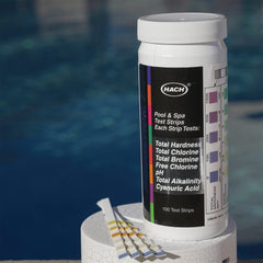 AquaChek primer plano de almohadillas de la tira mostrando colores nítidos y precisión