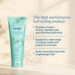 Aquage en uso con manos modelando un peinado corto y definición inmediata