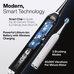 Aquasonic handle close-up showing ergonomic grip and button layout for comfort