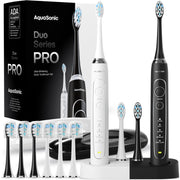 Aquasonic vista frontal del pack con accesorios y beneficios de ahorro familiar