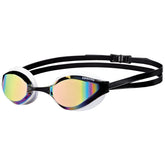 ARENA front view of python goggles showing compact race profile and benefit of reduced drag