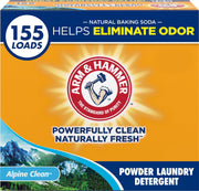 Arm & Hammer frente del empaque mostrando tamaño y aroma Alpine Clean beneficios de rendimiento