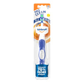 Arm & Hammer Spinbrush front view showing compact battery toothbrush for travel