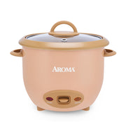 AROMA front view rice cooker showing compact design and colorful panel benefit easy storage