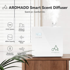 Aromadd wall mounted near vent demonstrating discreet integration